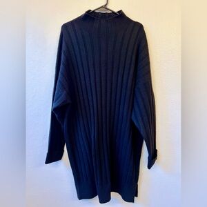 Topshop Ribbed Knit Midi Sweater Dress Black Long Sleeve Women’s US 4–6 UK S